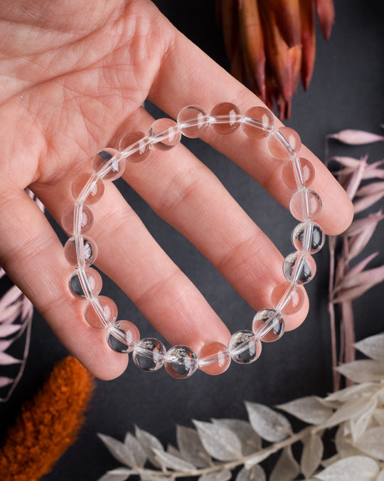 Clear Quartz Round Bead Bracelet - The Healing Pear