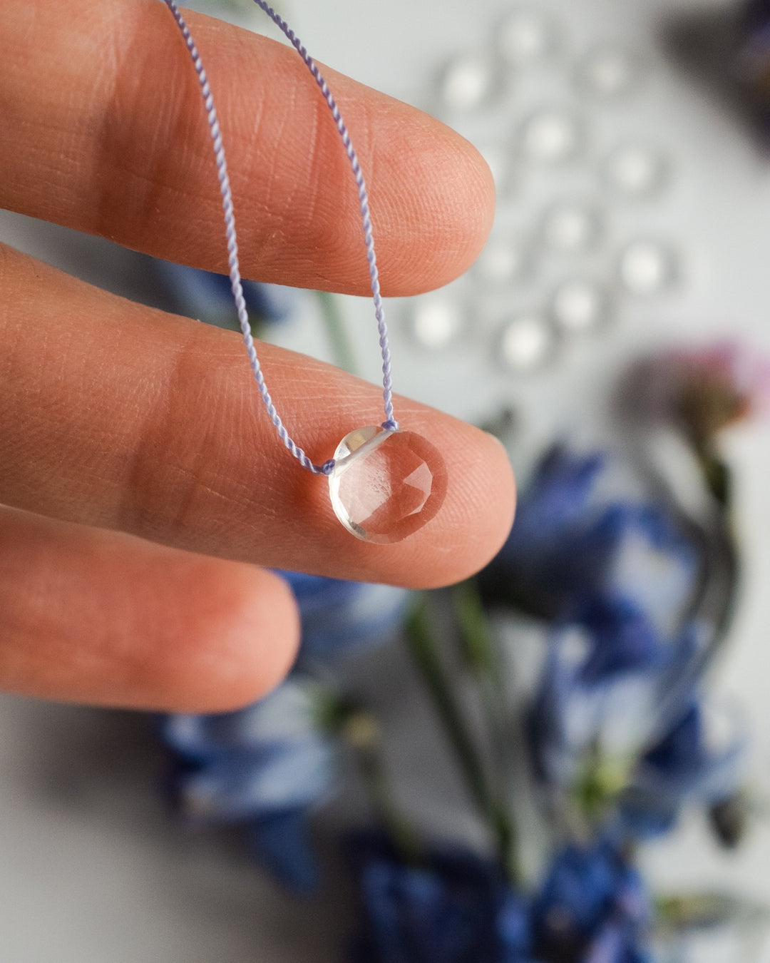 Clear Quartz Vegan Silk Necklace - The Healing Pear