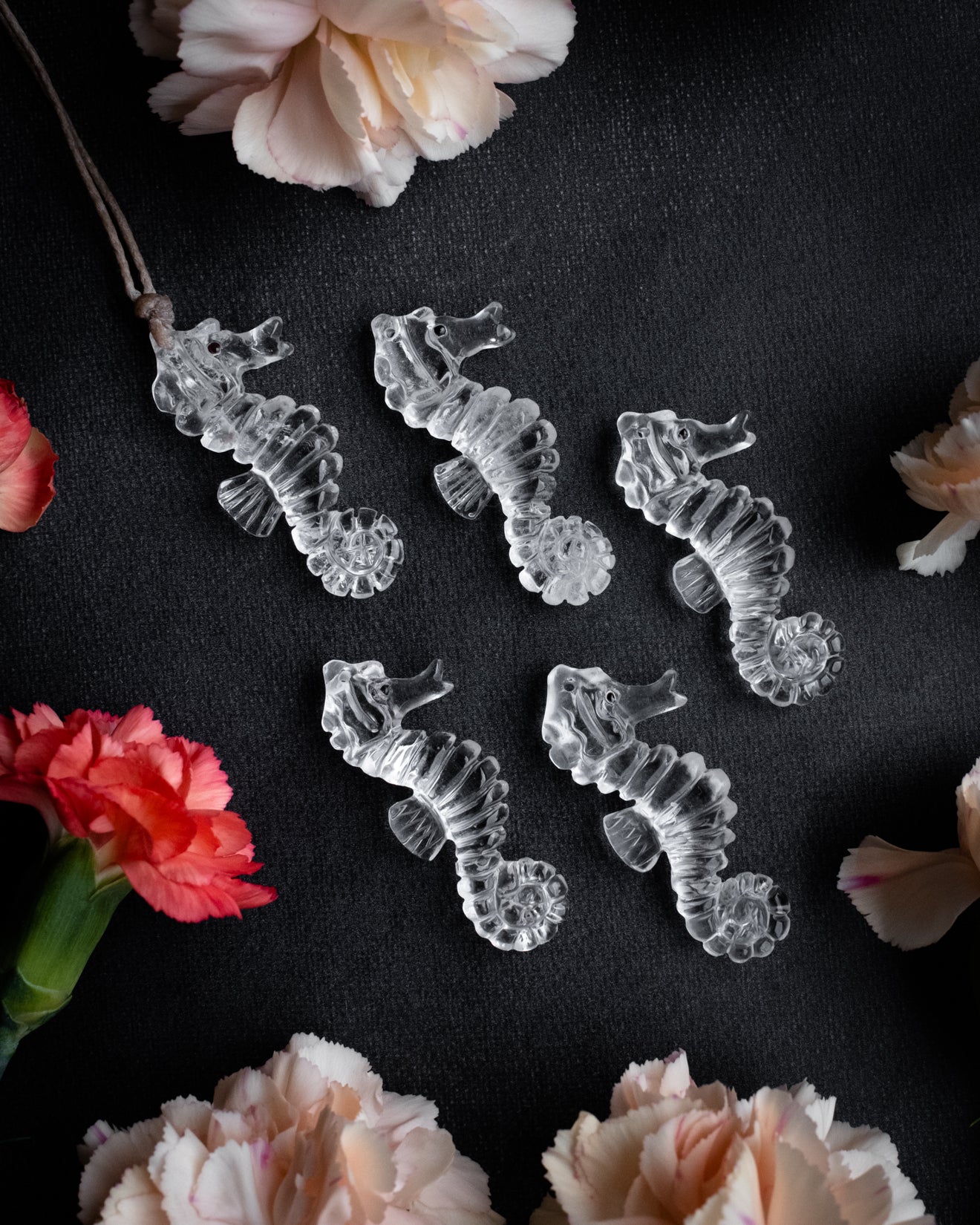 Clear Quartz Hand Carved Seahorse Necklace - The Healing Pear