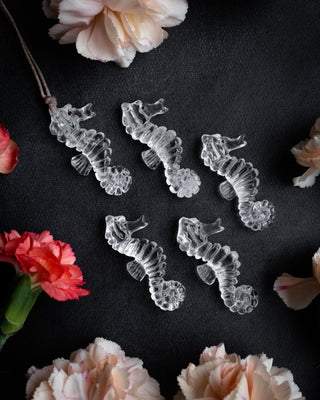 Clear Quartz Hand Carved Seahorse Necklace