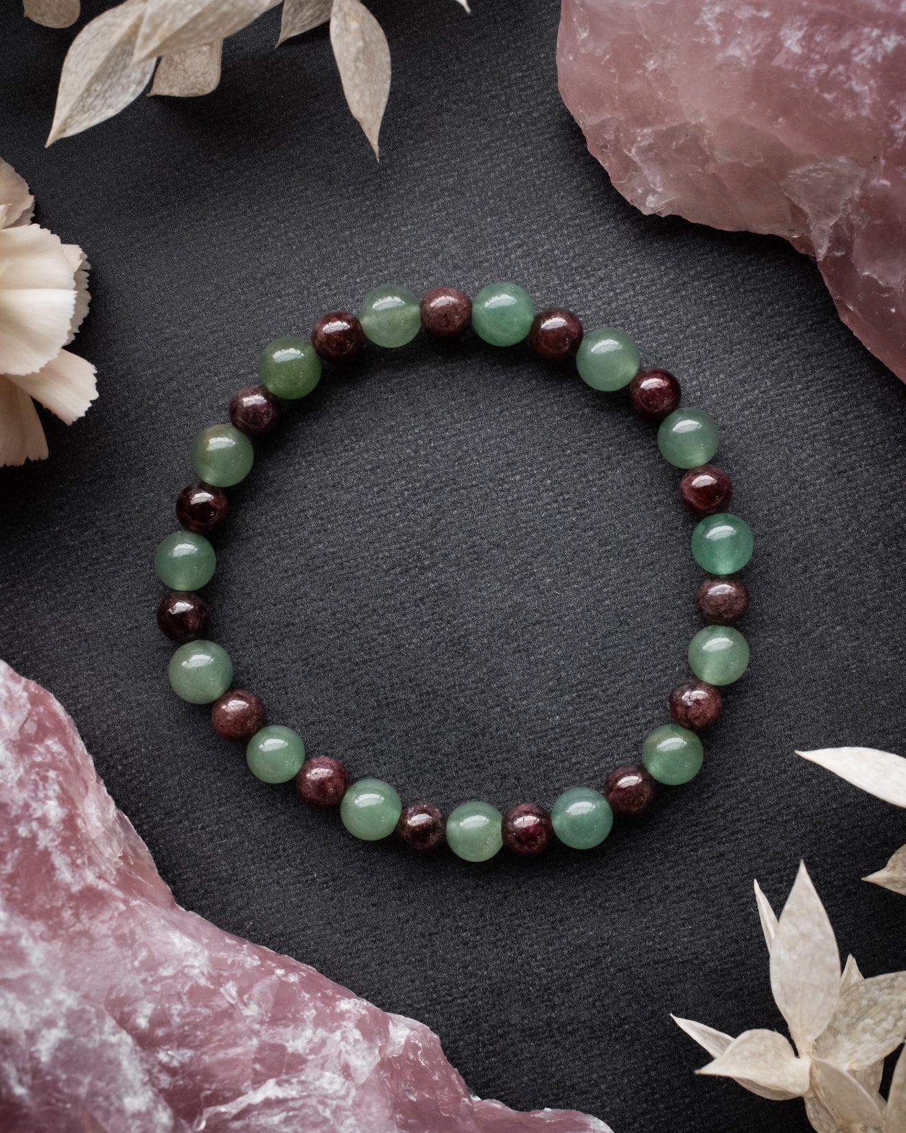 Garnet Aventurine Round Bead Bracelet 6mm The Healing Pear