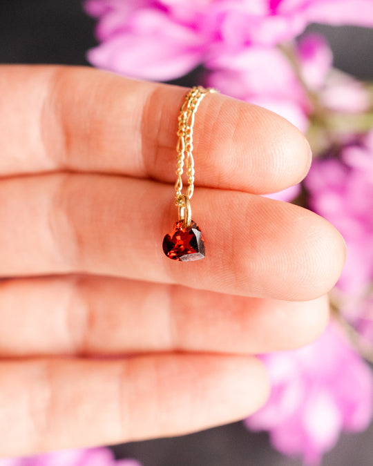 Mini Garnet Heart Necklace - The Healing Pear