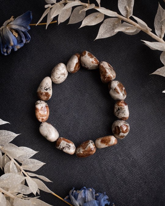 Spessartine Garnet in Limestone Chip Bracelet - The Healing Pear