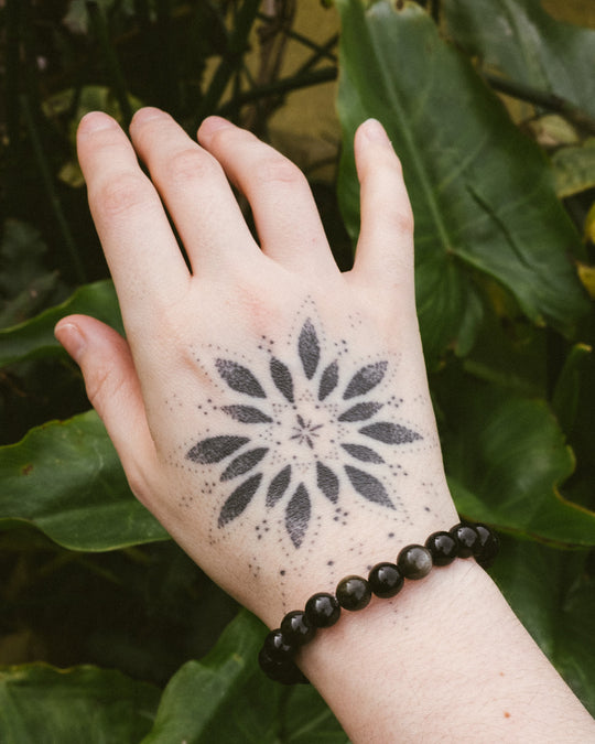 Gold Sheen Obsidian Round Bead Bracelet - The Healing Pear