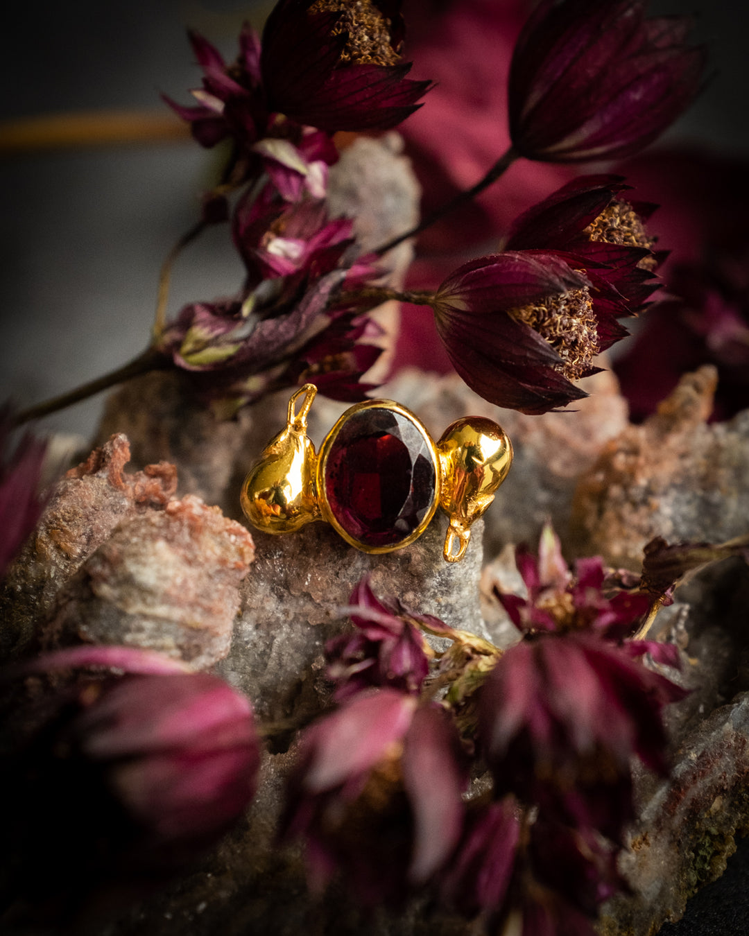 The Healing Pears - Garnet Ring in Gold Vermeil - The Healing Pear