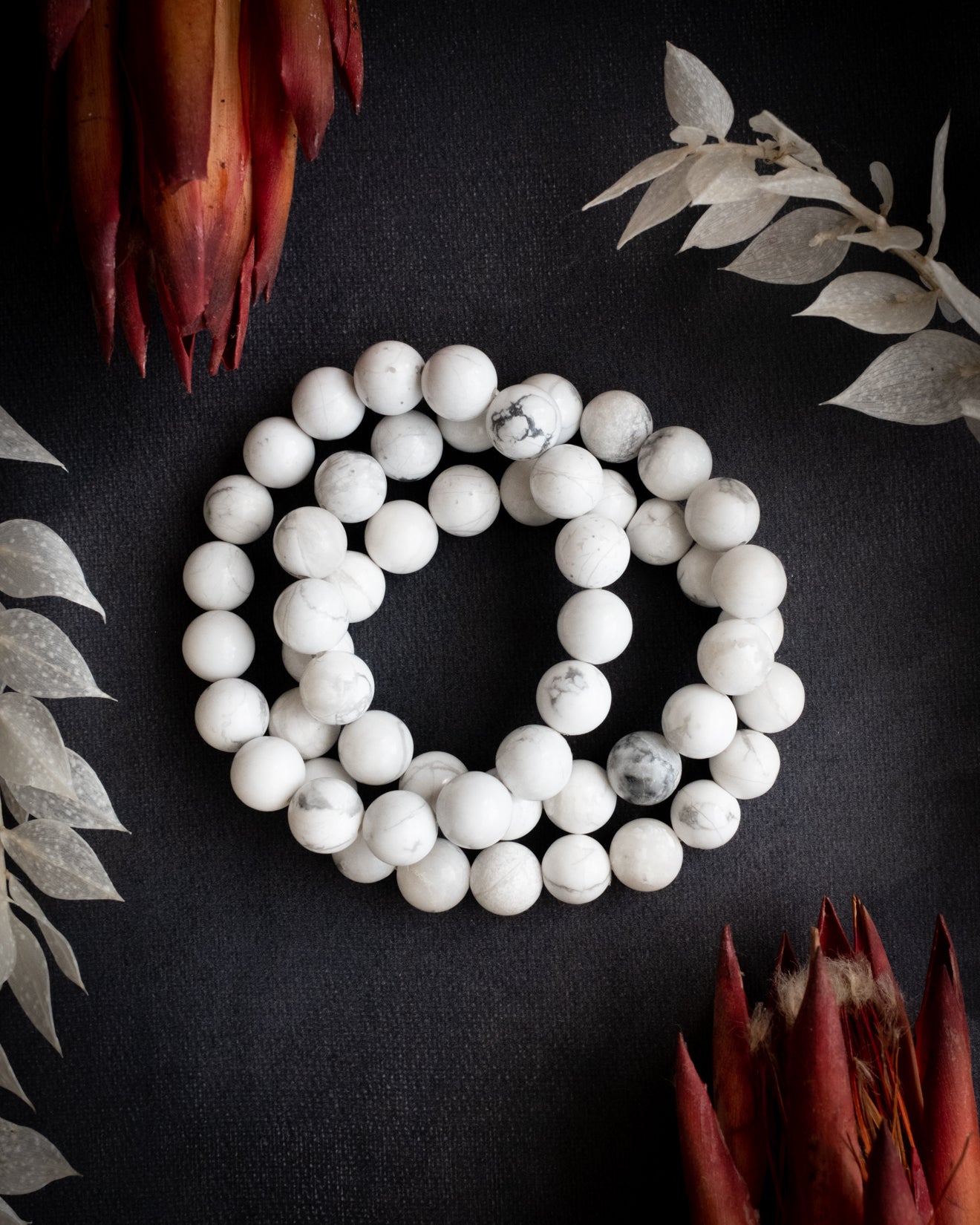 Howlite Round Bead Bracelet - The Healing Pear