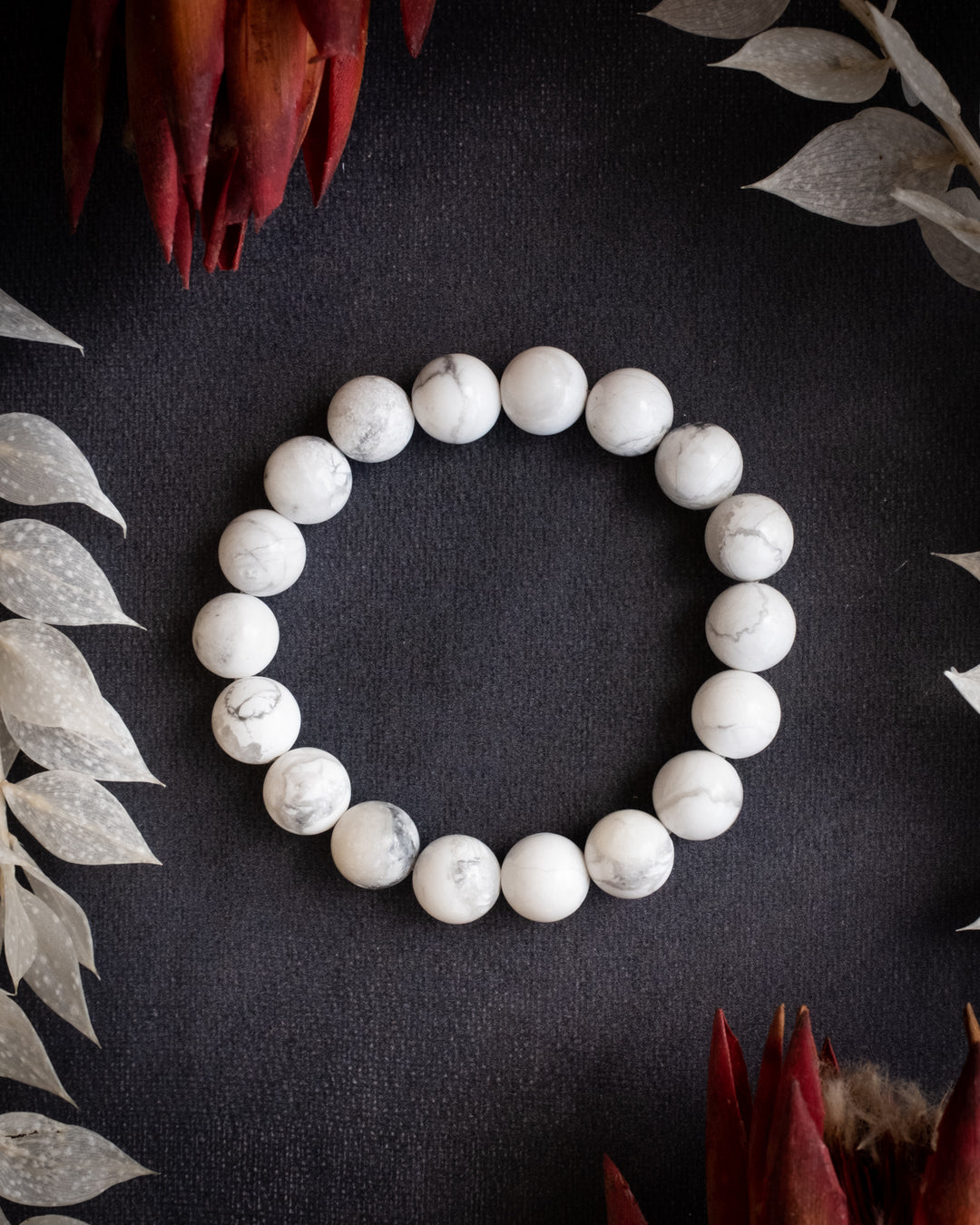 Howlite Round Bead Bracelet - The Healing Pear