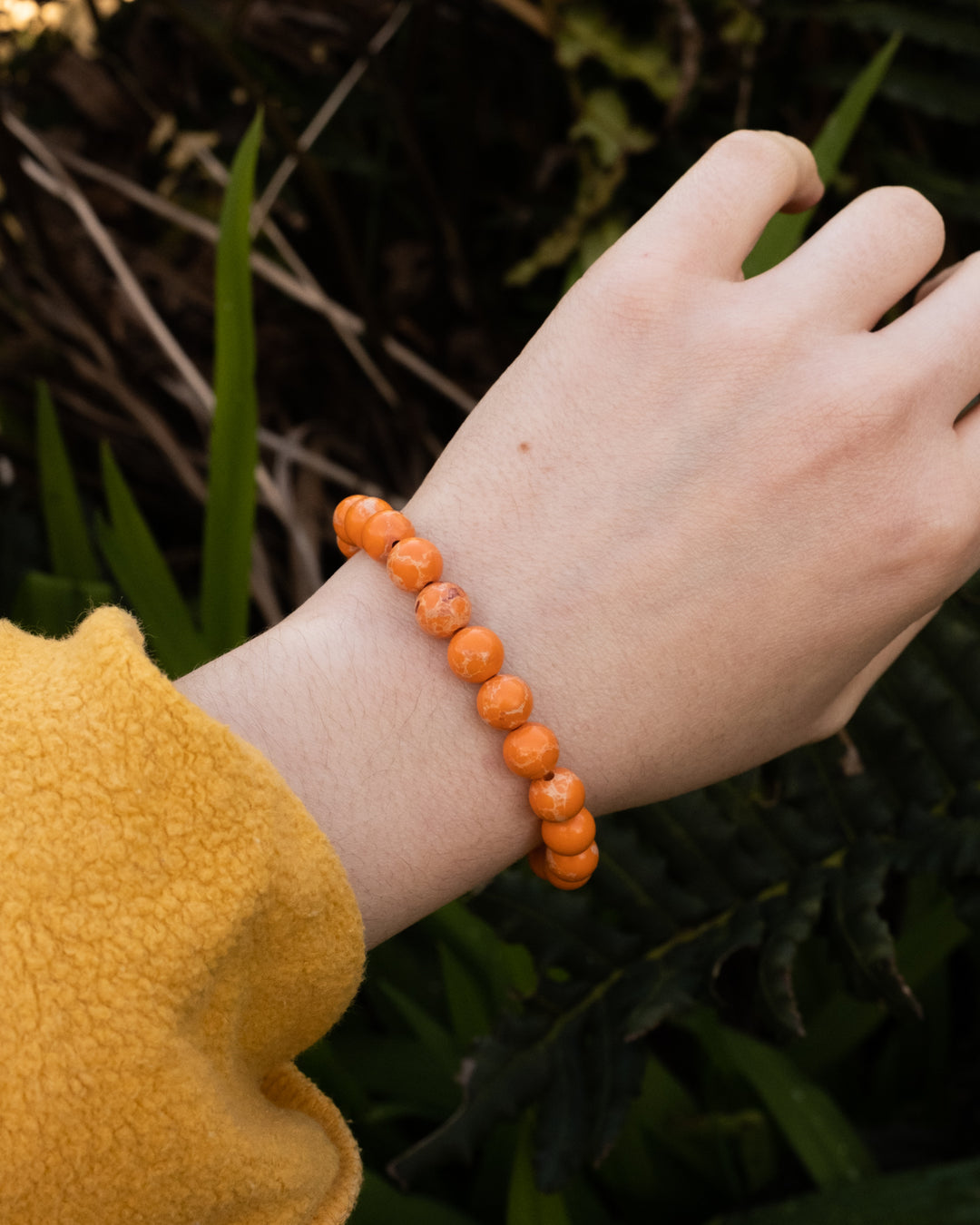 Orange Imperial Jasper Round Bead Bracelet - The Healing Pear