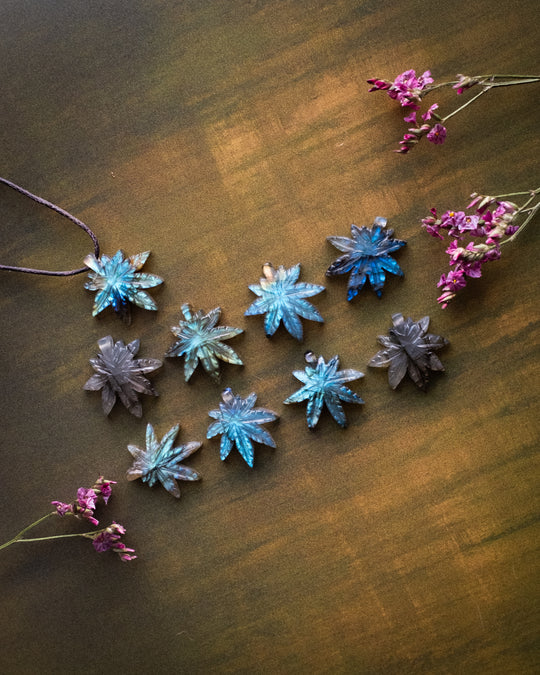 Labradorite Hand Carved Hemp Leaf Necklace - The Healing Pear