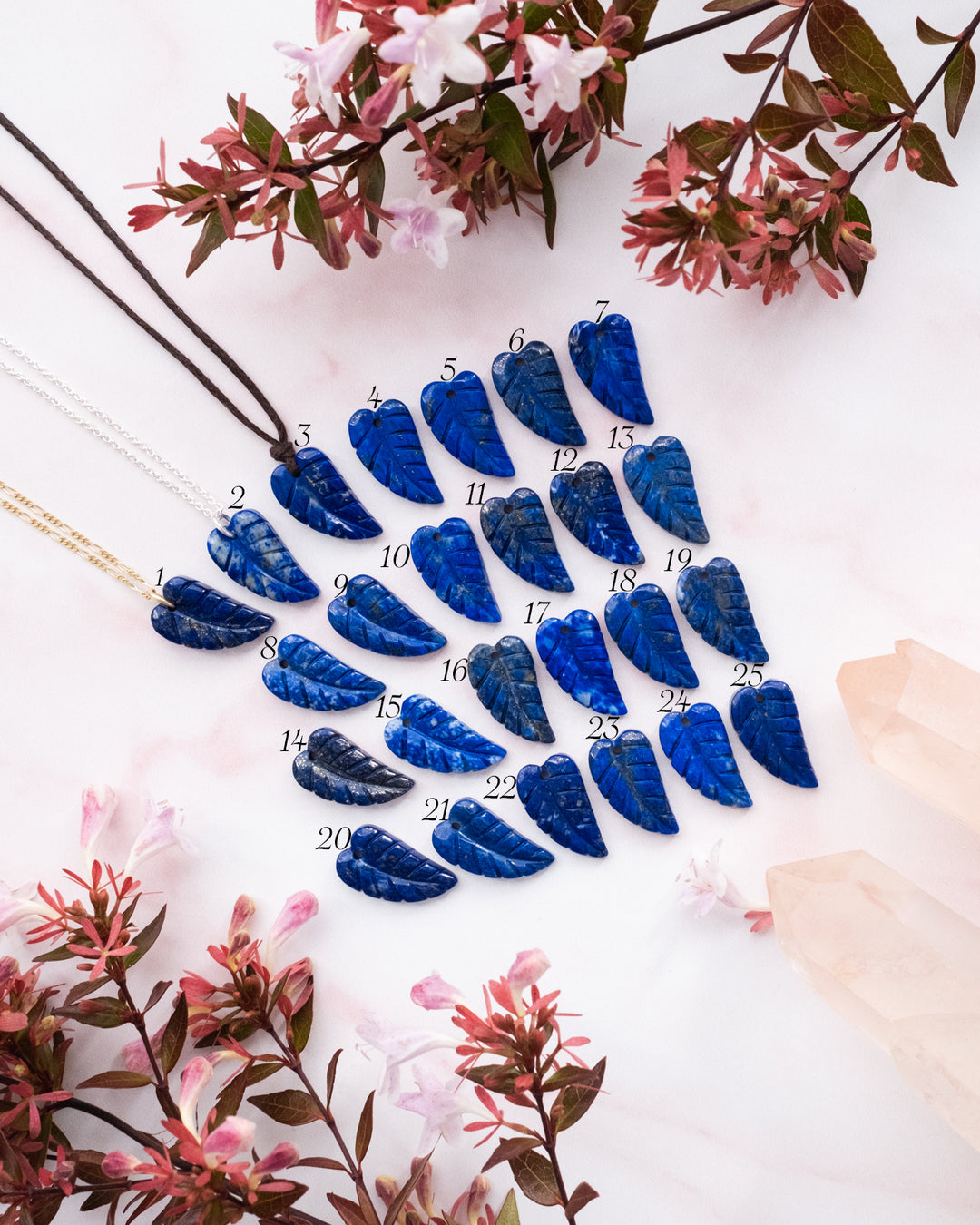 Lapis Lazuli Hand Carved Leaf Necklace - The Healing Pear