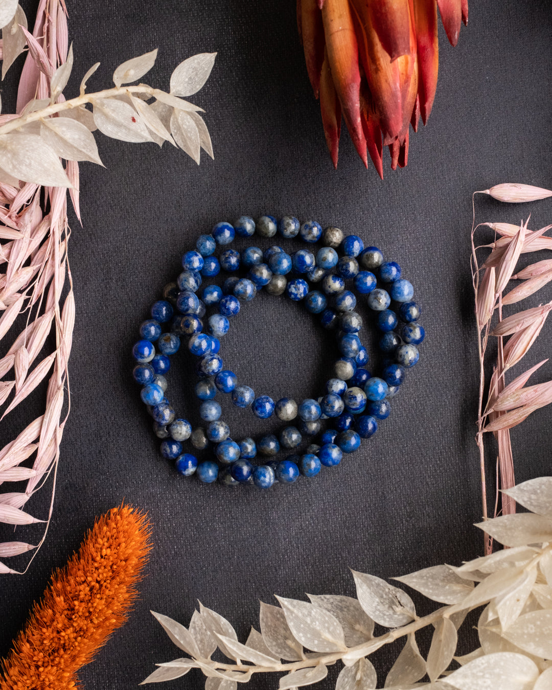Lapis Lazuli Round Bead Bracelet - The Healing Pear