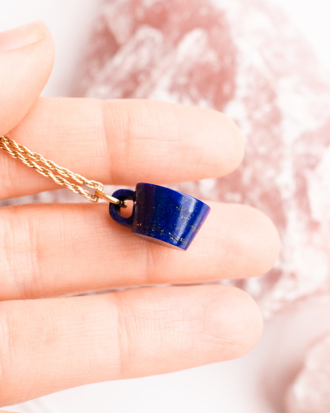 Lapis Lazuli Hand Carved Mug Necklace - The Healing Pear