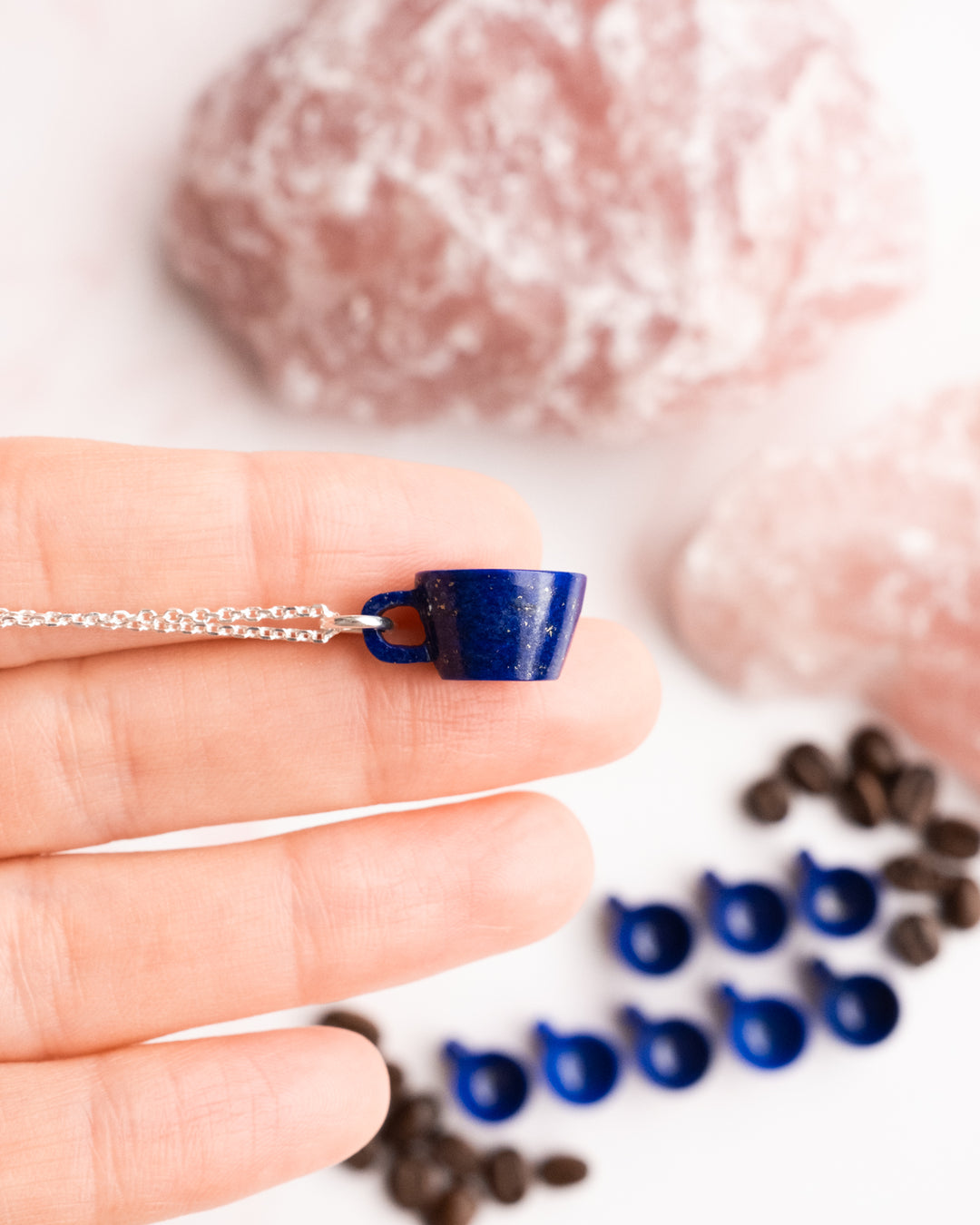 Lapis Lazuli Hand Carved Mug Necklace - The Healing Pear