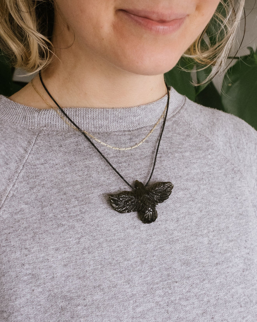 Gold Sheen Obsidian Hand Carved Raven Necklace - The Healing Pear