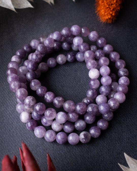 Lepidolite Round Bead Bracelet - The Healing Pear