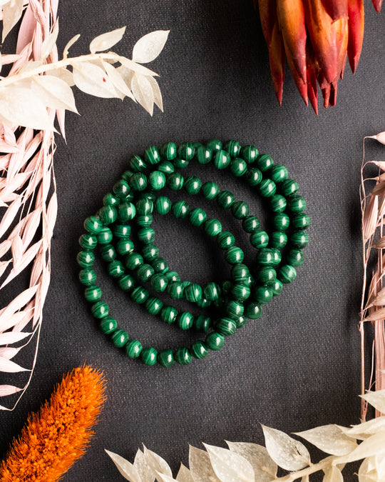 Malachite Round Bead Bracelet - The Healing Pear