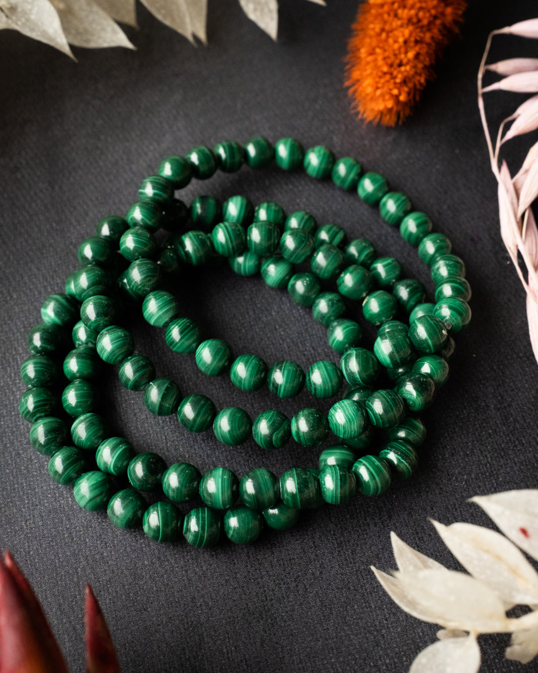 Malachite Round Bead Bracelet - The Healing Pear