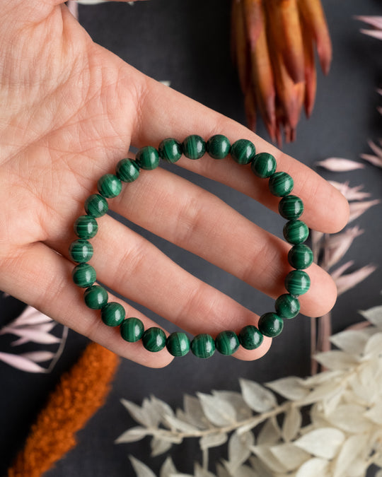 Malachite Round Bead Bracelet - The Healing Pear