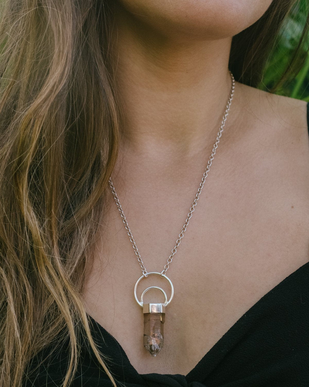 Rainbow Fluorite Point Sterling Silver Necklace - The Healing Pear