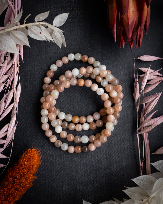 Multi Moonstone Round Bead Bracelet - The Healing Pear