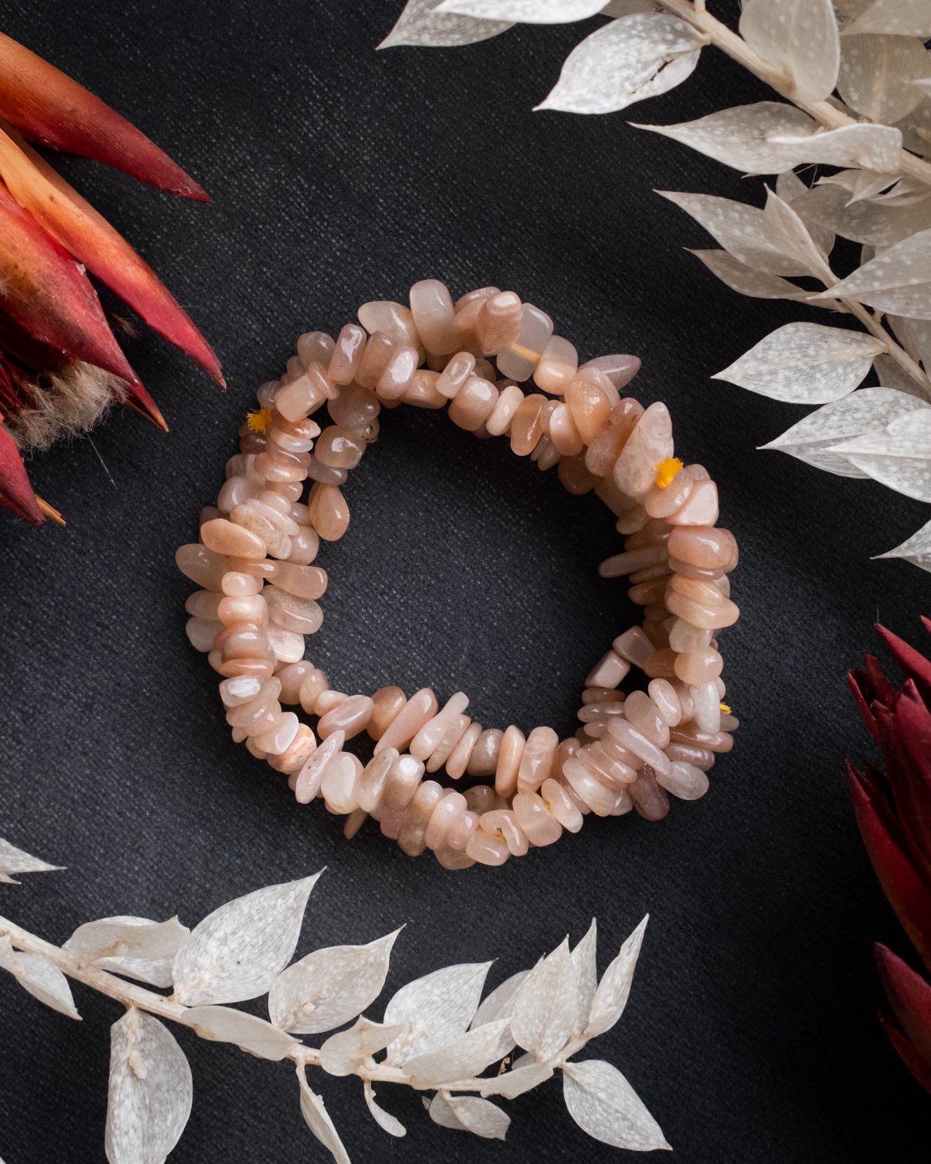 Peach Moonstone Chip Bracelet - The Healing Pear