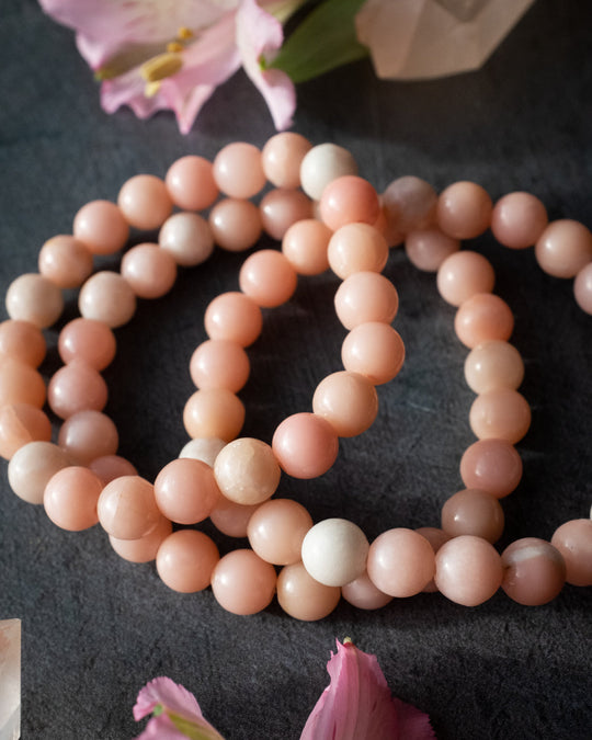 Pink Opal Round Bead Bracelet - The Healing Pear