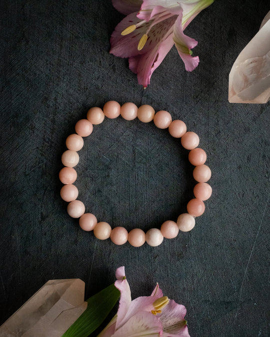 Pink Opal Round Bead Bracelet - The Healing Pear