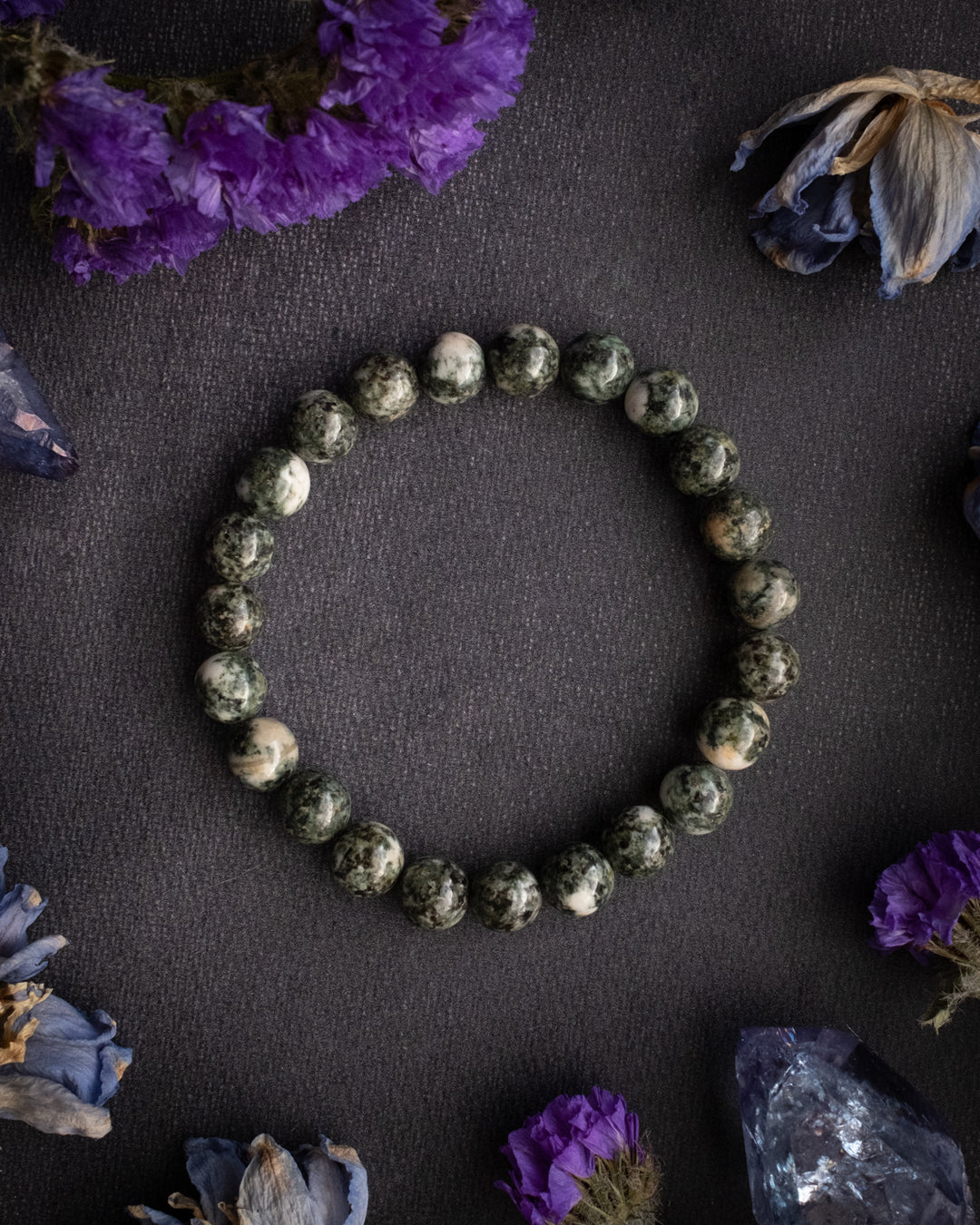 Stonehenge Preseli Bluestone Round Bead Bracelet 8mm - The Healing Pear