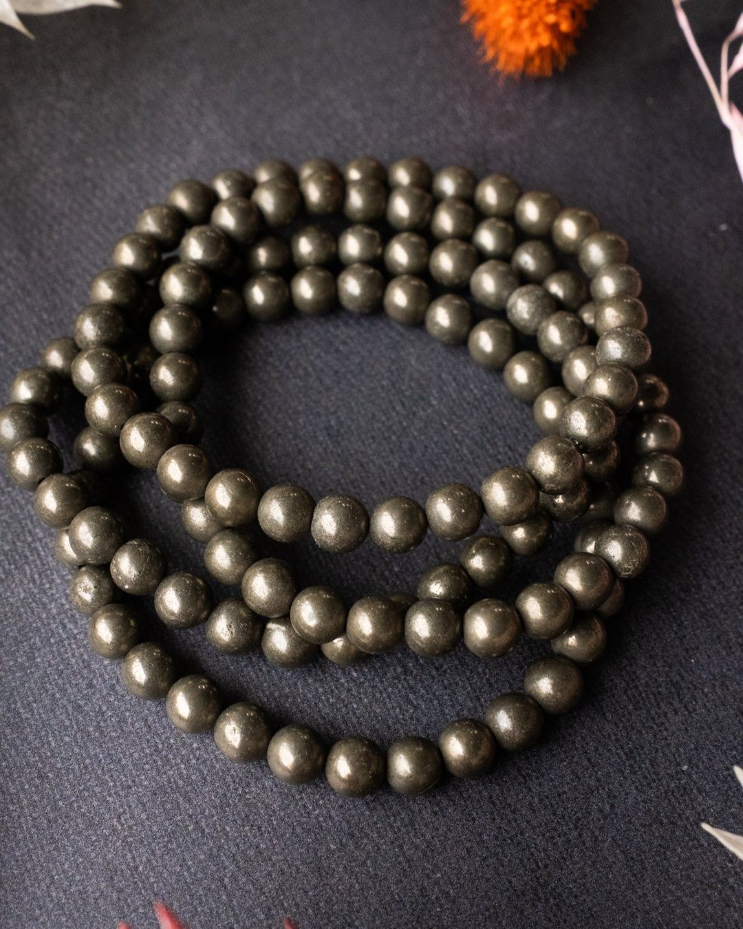 Pyrite Round Bead Bracelet - The Healing Pear