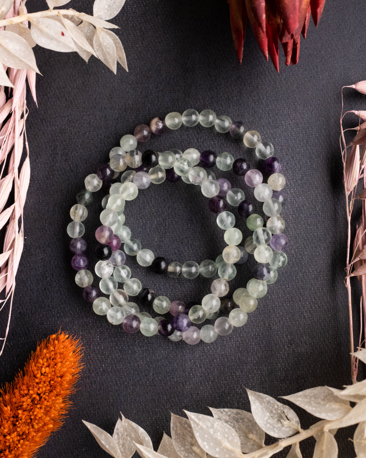 Rainbow Fluorite Round Bead Bracelet - The Healing Pear