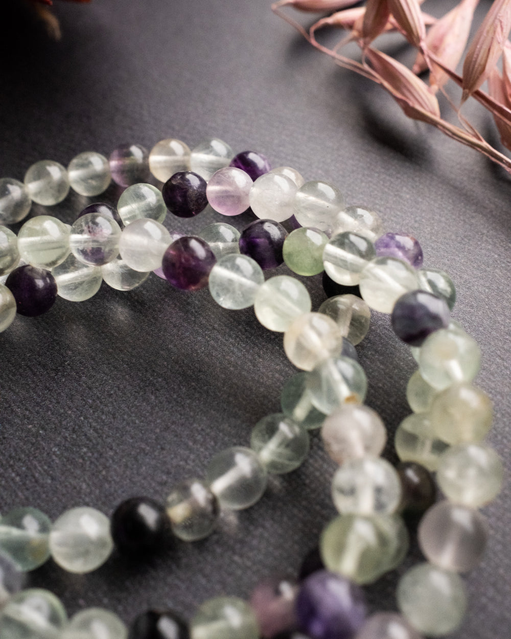 Rainbow Fluorite Round Bead Bracelet - The Healing Pear