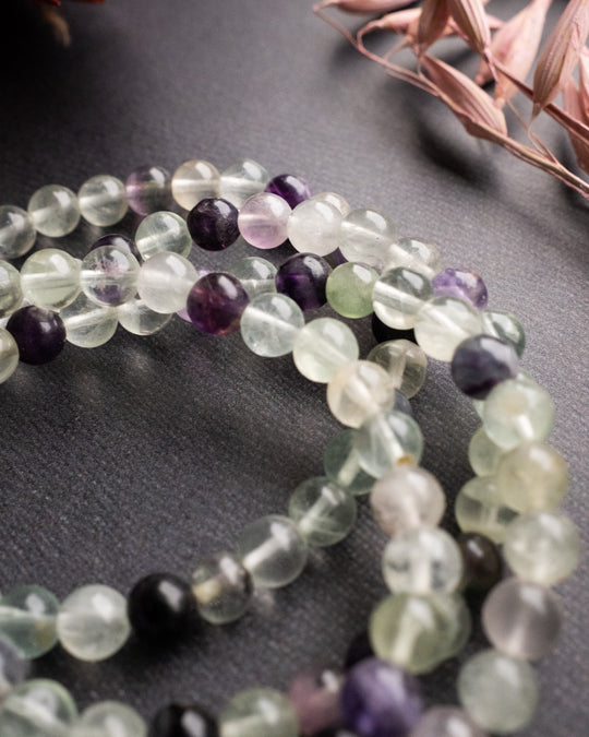 Rainbow Fluorite Round Bead Bracelet - The Healing Pear