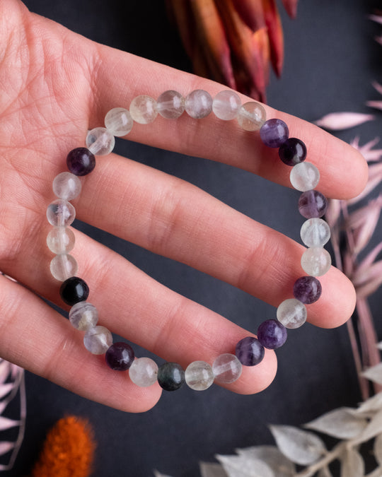 Rainbow Fluorite Round Bead Bracelet - The Healing Pear