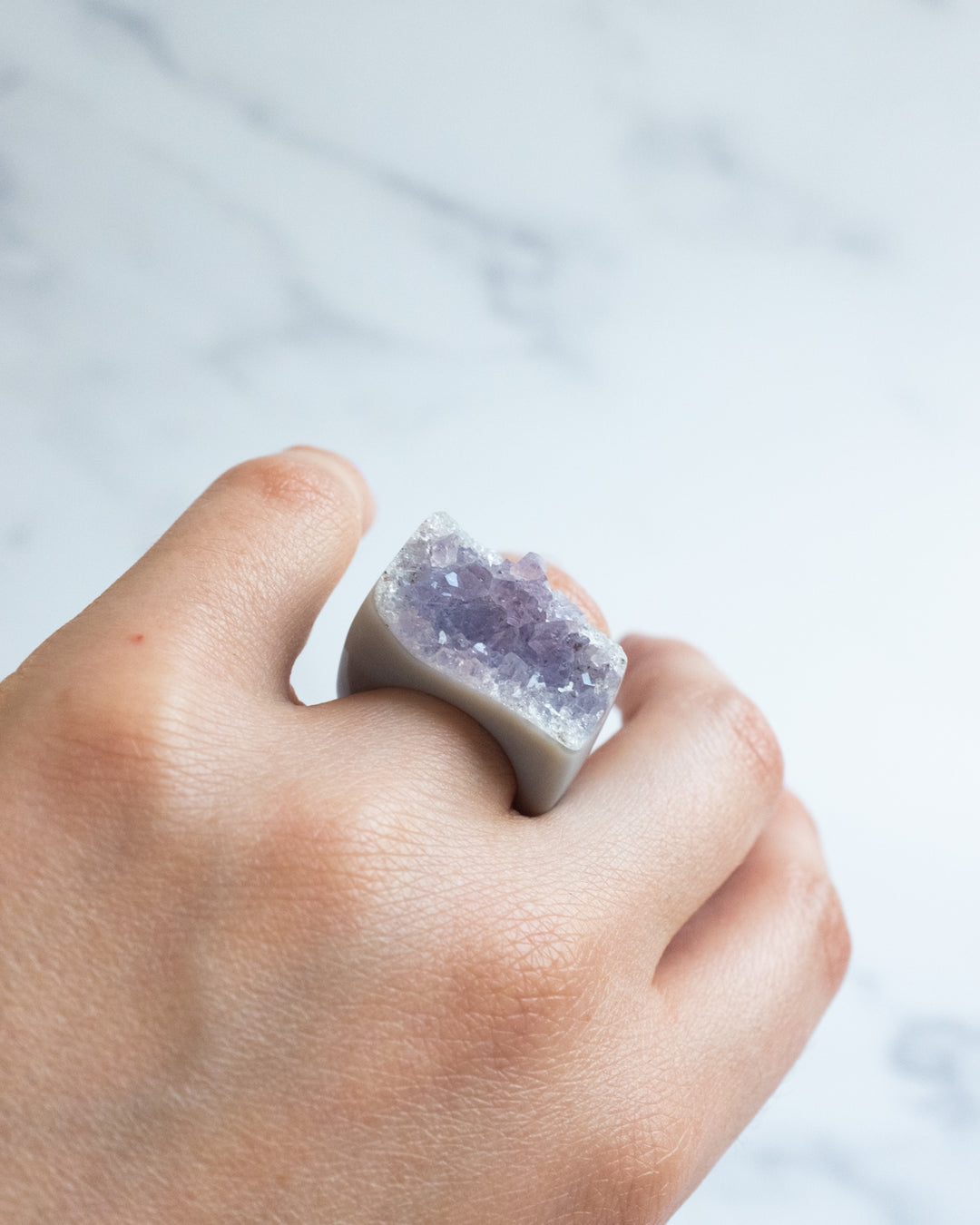 Raw Amethyst Ring - Size 6 1/4 US / M 1/2 UK - The Healing Pear