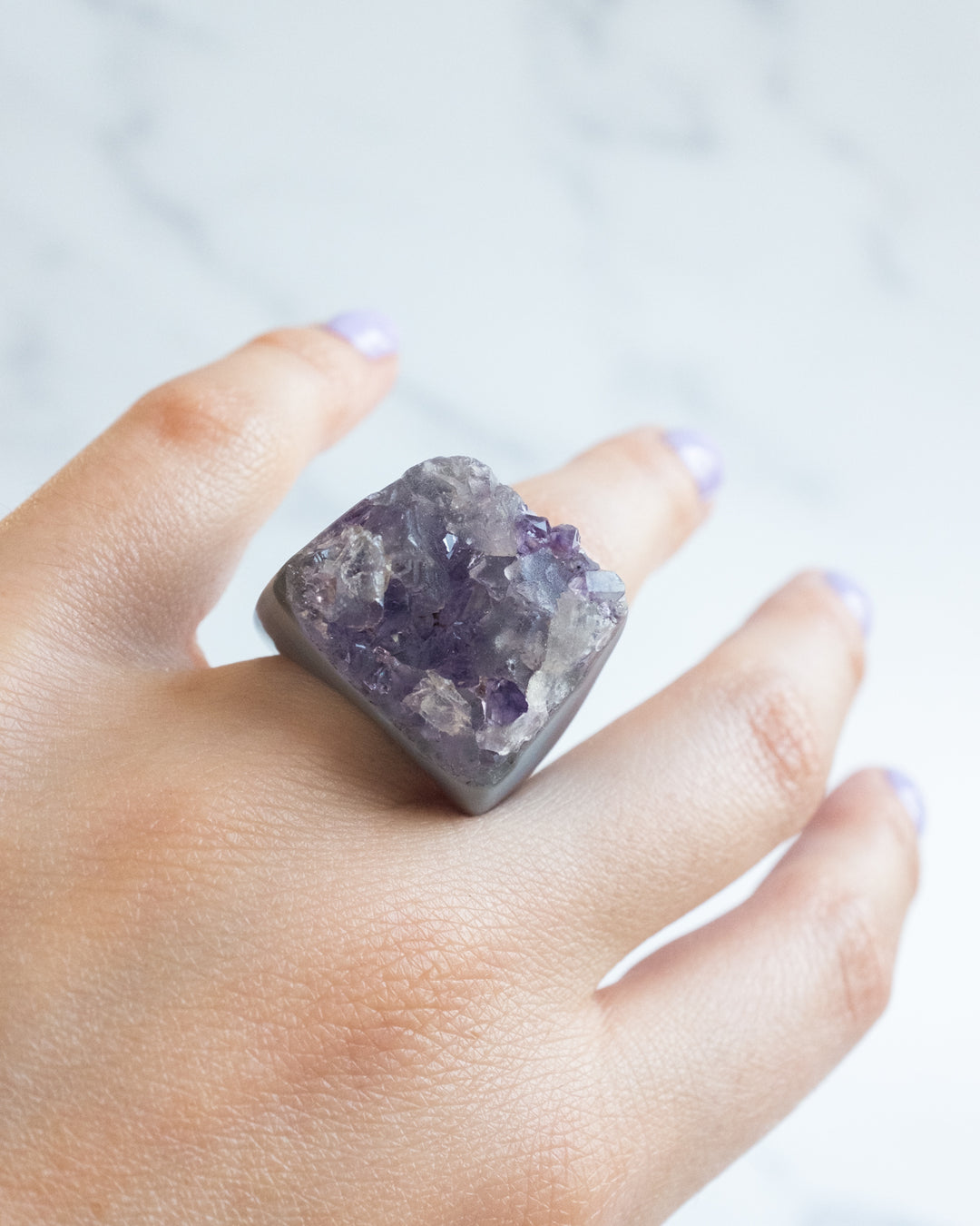 Raw Amethyst Ring - Size 6 3/4 US / N 1/2 UK - The Healing Pear