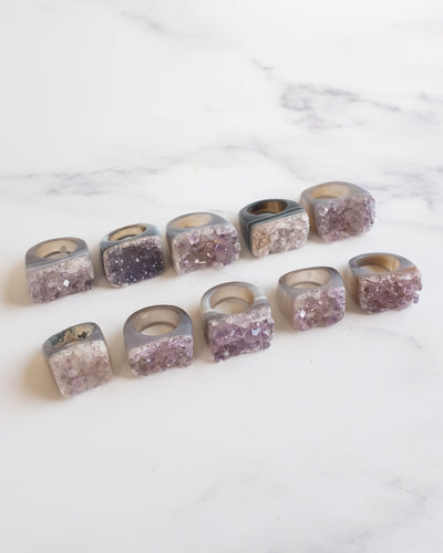 Raw Amethyst Ring - Size 7 US / O UK
