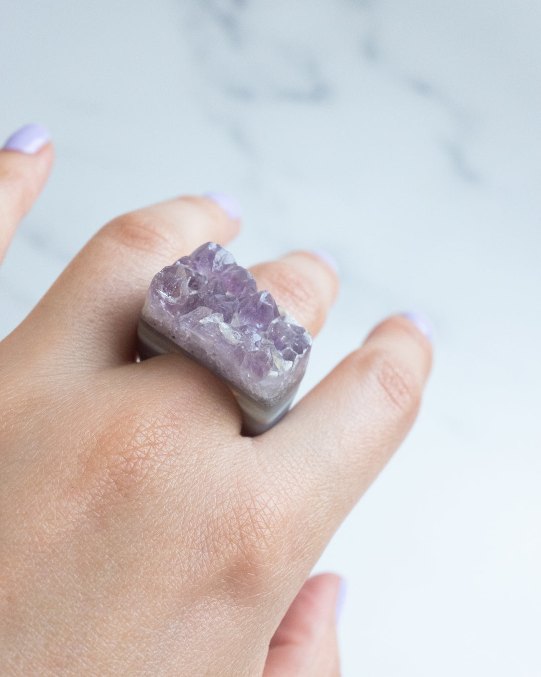 Raw Amethyst Ring - Size 7 US / O UK - The Healing Pear