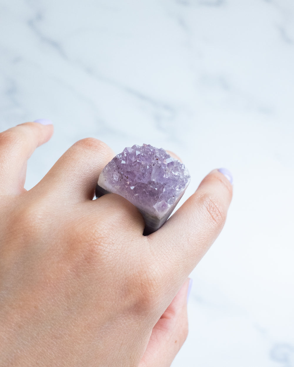 Raw Amethyst Ring - Size 7 3/4 US / P 1/2 UK - The Healing Pear