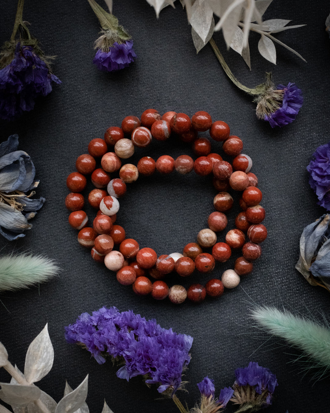Red Jasper Round Bead Bracelet - The Healing Pear