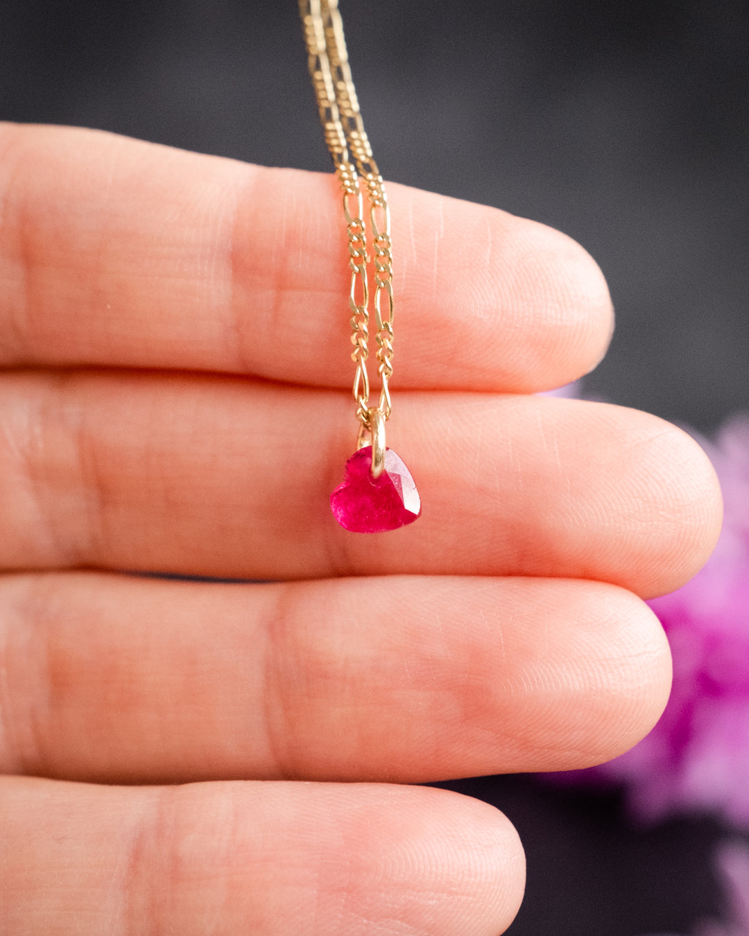 Mini Ruby Heart Necklace on 9ct Gold - The Healing Pear