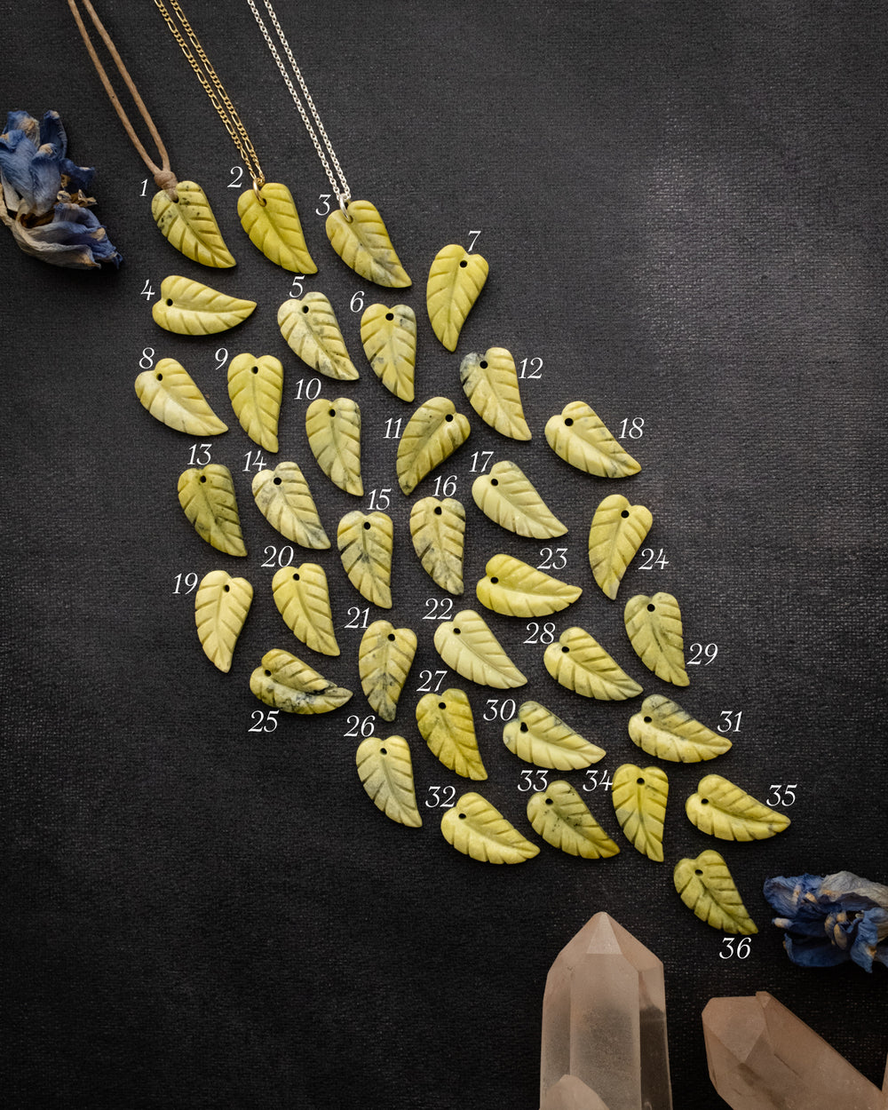 Serpentine Hand Carved Leaf Necklace - The Healing Pear