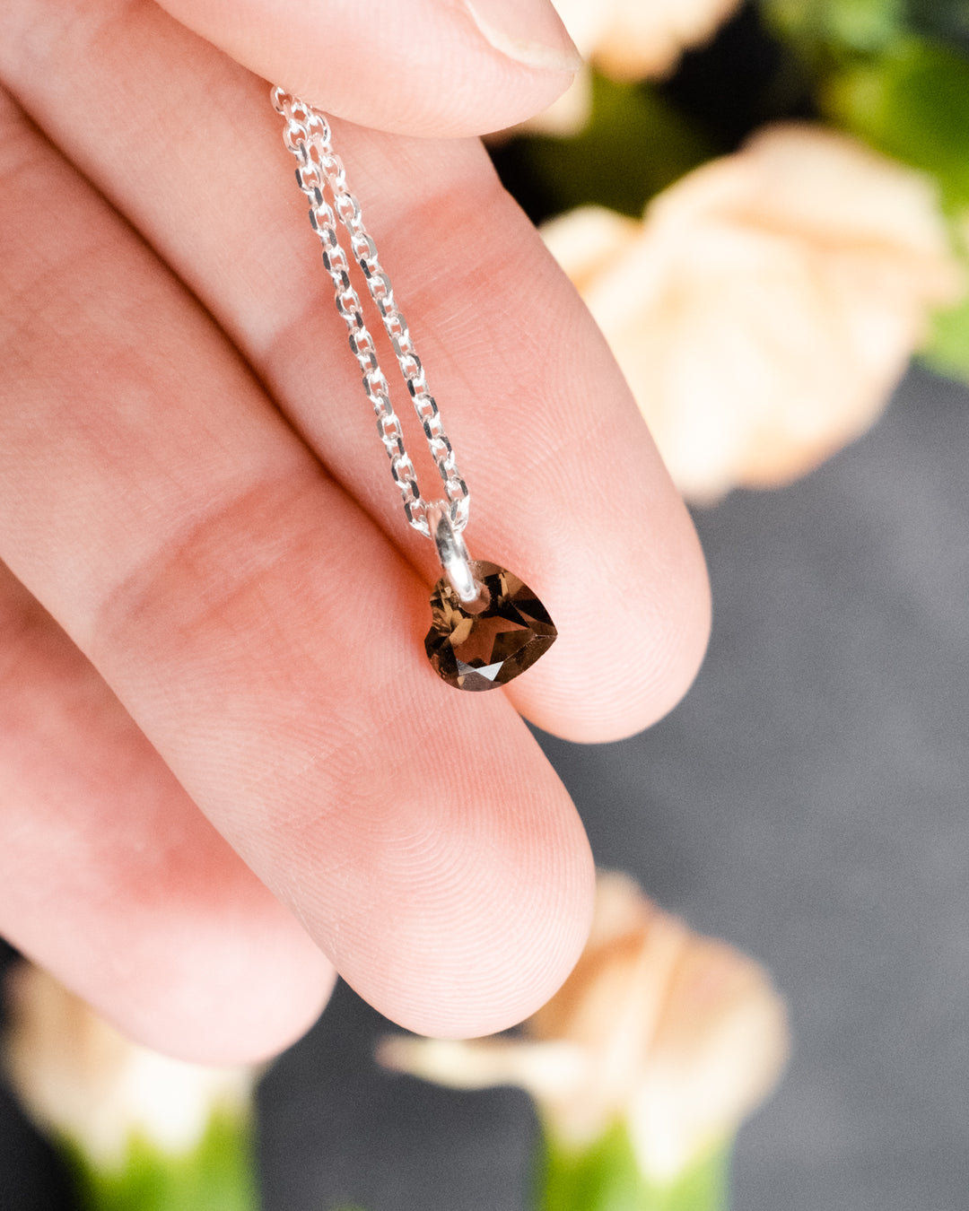 Mini Smoky Quartz Heart Necklace - The Healing Pear