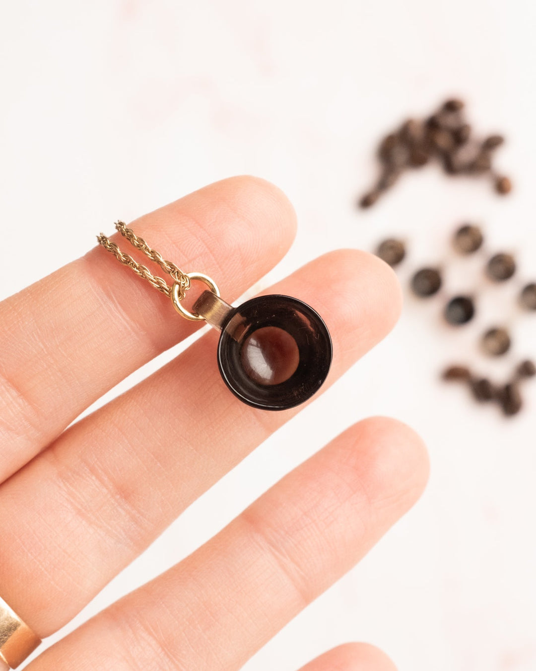 Smoky Quartz Hand Carved Mug Necklace - The Healing Pear