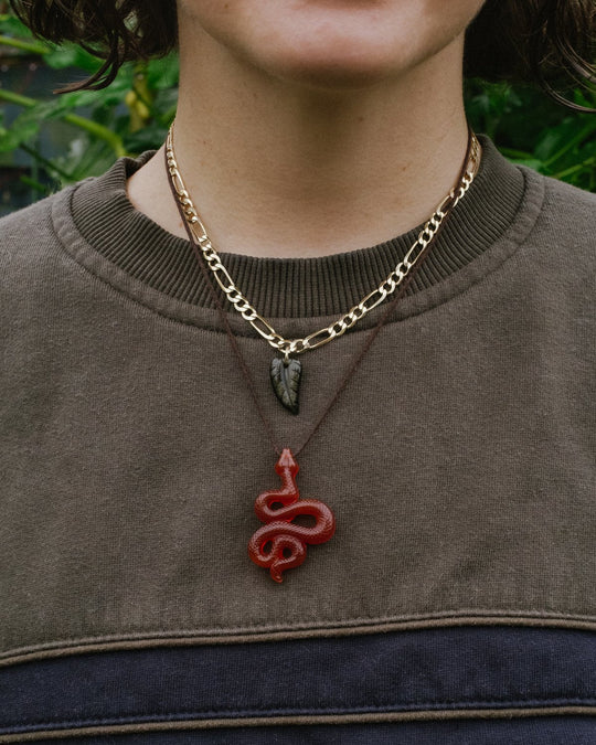 Carnelian Hand Carved Snake Necklace - The Healing Pear