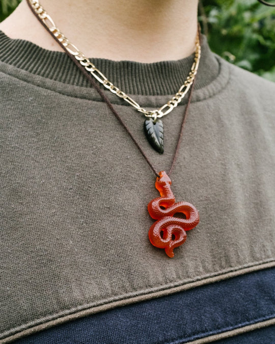 Gold Sheen Obsidian Hand Carved Snake Necklace - The Healing Pear