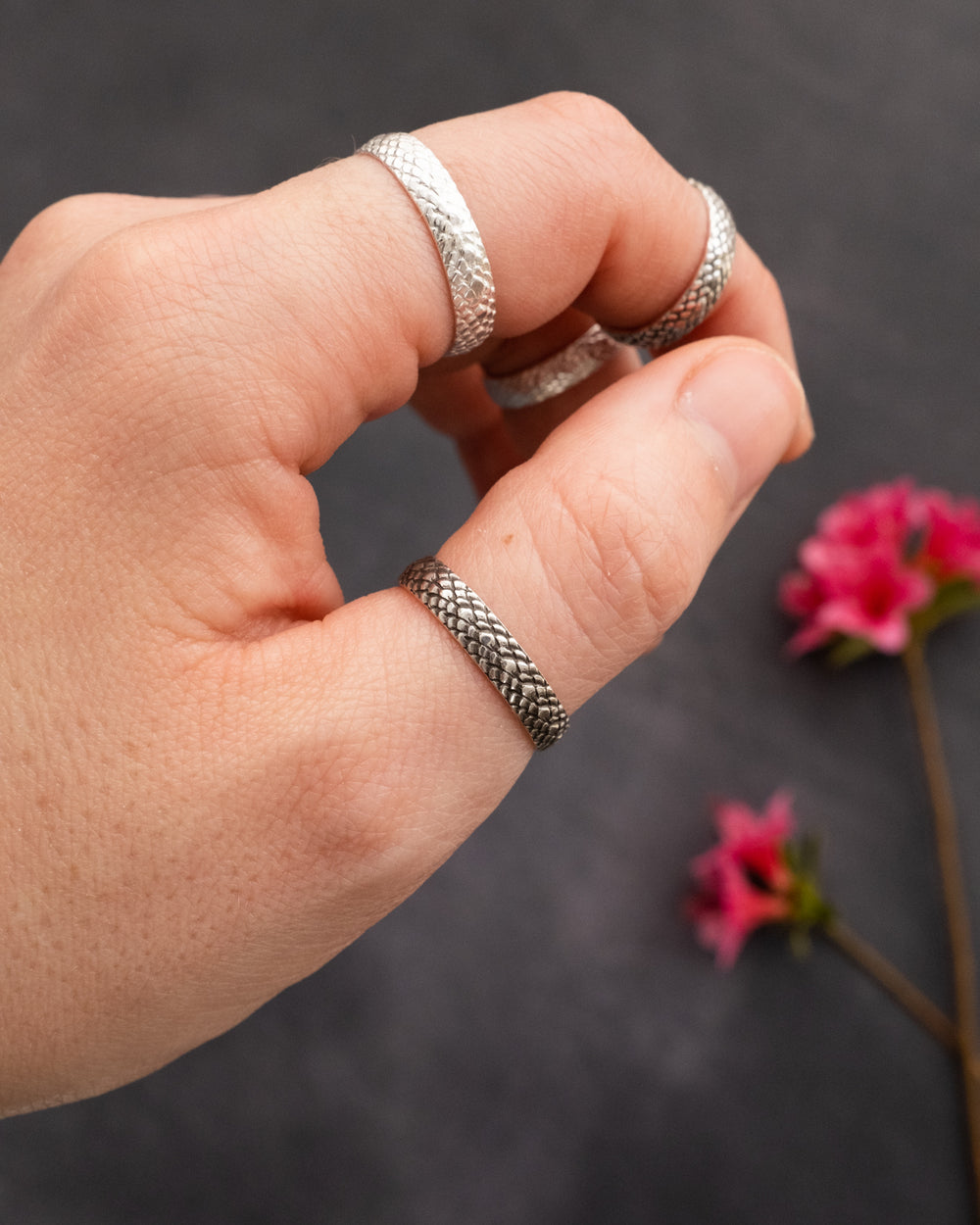 Sterling Silver Snakeskin Band Ring - The Healing Pear