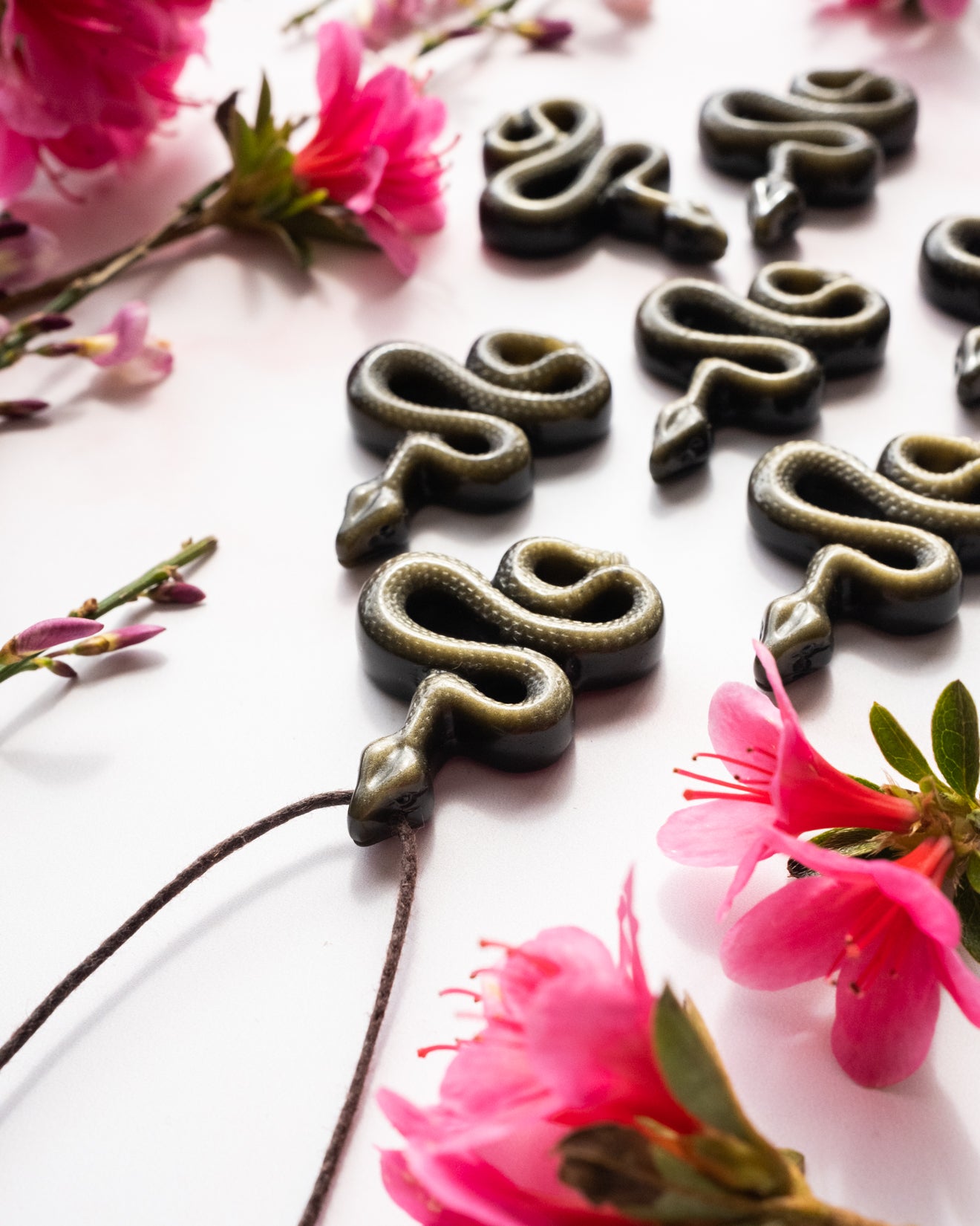 Gold Sheen Obsidian Hand Carved Snake Necklace - The Healing Pear