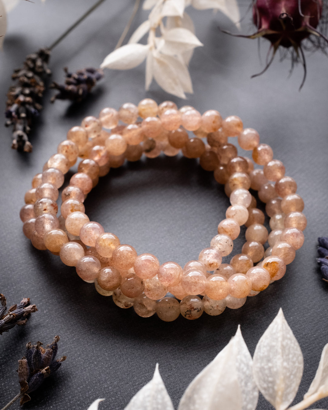 Strawberry Quartz Round Bead Bracelet - The Healing Pear