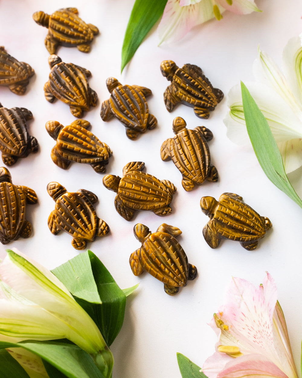 Small Tiger's Eye Hand Carved Leatherback Sea Turtle Necklace - The Healing Pear