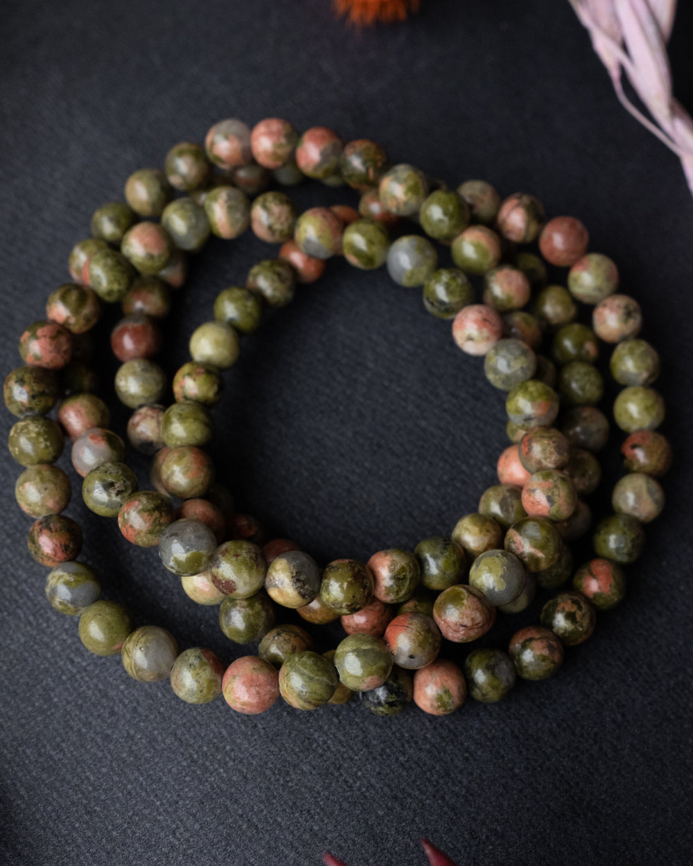 Unakite Round Bead Bracelet - The Healing Pear